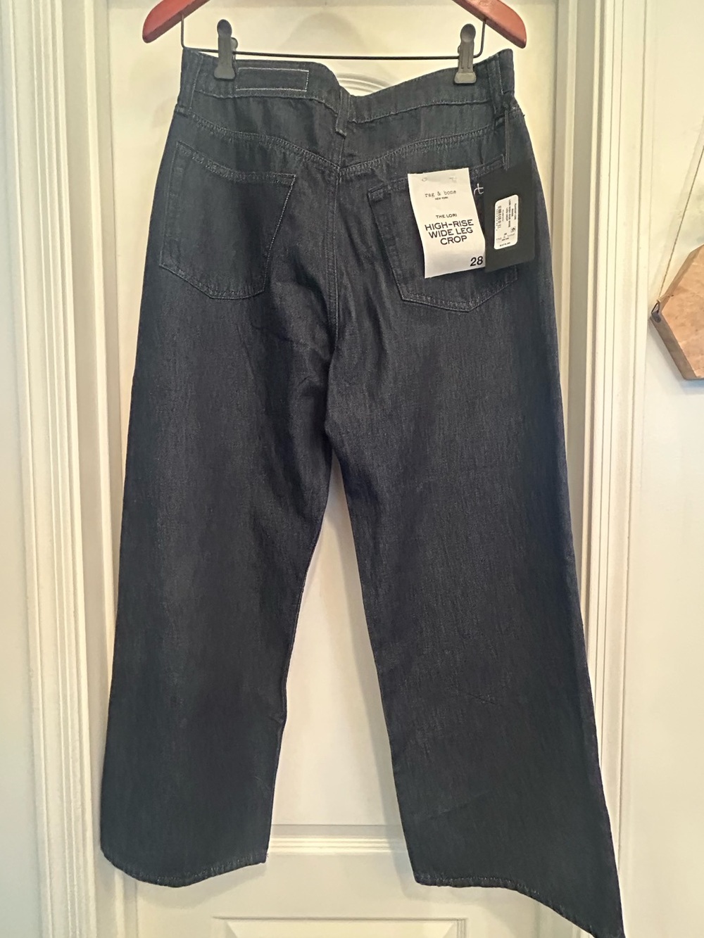 NWT rag & bone Wide-Leg High-Rise Crop Jeans in Dark Indigo - Picture 4 of 9